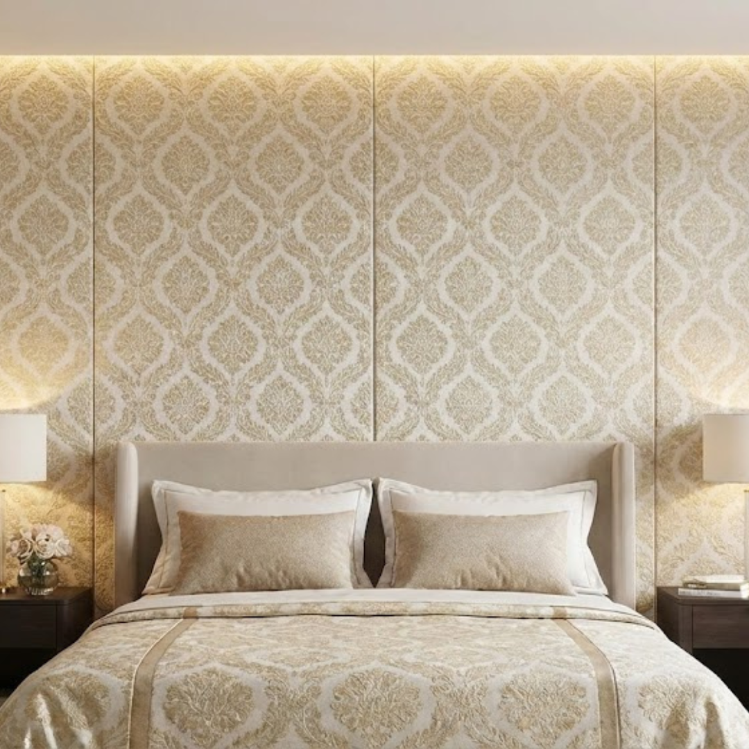The Royal Damask Bookmatch Wall